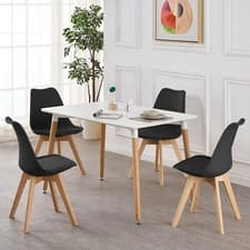 Image of 120CM Dining Table + Dining Tulip Chairs Set Wooden Legs Kitchen Home Furniture
