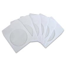Image of 100 x White CD DVD Disc Paper Sleeves with Transparent Window - 100 Pack
