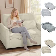 Image of 2 Seater Sofa Bed with Adjustable Backrest, 3-in-1 Convertible Sleeper Sofa