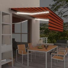 Image of Manual Retractable Awning with Blind & LED 4x3m Orange & Brown vidaXL