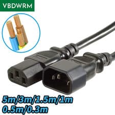 Image of IEC C13 to C14 Power Cord 18AWG IEC320C14 to IEC320C13 Power Extension Cable