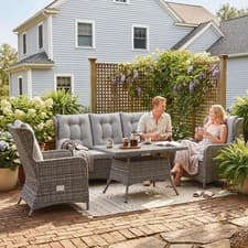 Image of 5 Seater Rattan Garden Furniture Set with Sofas, Reclining Chairs, Table, Grey