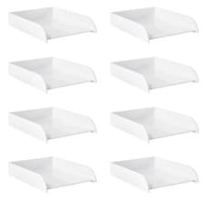 Image of OSCO High Gloss White Plastic Stacking Letter Tray | 8 Pack | A4 | Easily Stacka