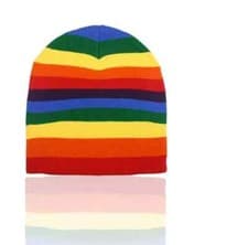Image of Kids Rainbow Beanie Stretch Hat Colorful, Warm, Lightweight Stripes For Unisex