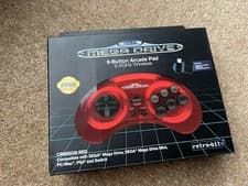 Image of Retro-Bit Sega Mega Drive 8 Button Arcade Pad 2.4GHz Wireless Controller Red