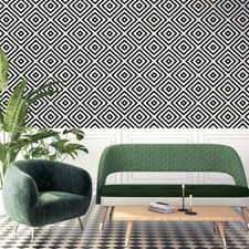 Image of Arthouse Geo Diamond Mono Geometric Wallpaper Feature Wall Black and White