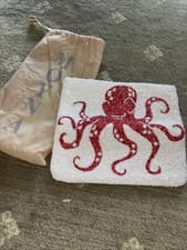 Image of 8p Moyna Beaded Fold-Over Clutch Evening Bag Octopus Anthropologie New