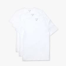 Image of Lacoste Crew Neck Cotton T-Shirt 3-Pack, White