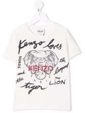 Image of Kenzo Girls Elephant Loves Print T Shirt White Age 6 Years BRAND NEW