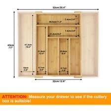 Image of Extendable Cutlery Box Wood Kitchen Drawer Organiser Utensil 6-8 Storage Tray