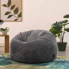 Image of Cord Bean Bag Chair, Luxury Extra Large Classic Adult Beanbag,  Charcoal Grey