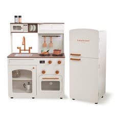 Image of Teamson Kids Wooden Play Kitchen with Modular Fridge, Sink & 14 Accessories