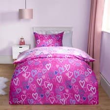 Image of Neon Heart Duvet Cover Bedding Set Reversible with Pillowcase Kids Single Double
