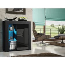 Image of Sideboard TV Unit 75cm Modern Cabinet TV Stand High Gloss Doors With Free LED