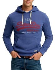 Image of Superdry Vintage Logo Classic Hoodie Hampton Blue