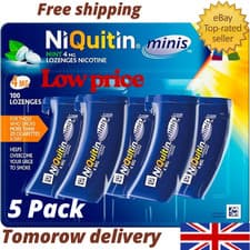 Image of NiQuitin Minis Mint 4 mg Lozenges Effective Smoking Craving Relief 5 x Pack