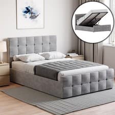 Image of Valentina Bed Frame Double King Ottoman Storage Fabric UKFR Gas Lift Upholstered