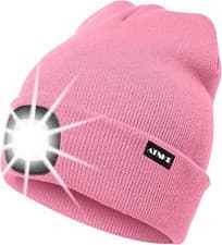 Image of ATNKE LED Lighted Beanie Cap,USB Rechargeable Running Hat One Size, Pink 
