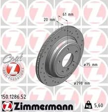 Image of 2x Brake disc Externally Vented 150.1286.52 ZIMMERMANN for BMW ALPINA