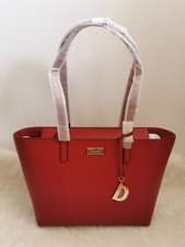 Image of DKNY Medium Logo Charm Tote - Red - Brand New