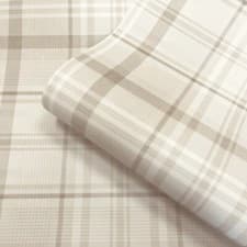 Image of Neutral Check Wallpaper Tartan Country Style Feature Wall Office Living Room