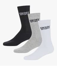 Image of DKNY Men's Freeman Ankle Socks 3-Pack Regular Fit One Size Grey White and Black
