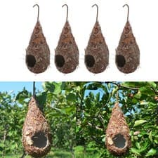 Image of 4x Comfortable Handmade Straw Grass Birdhouse Hanging Bird