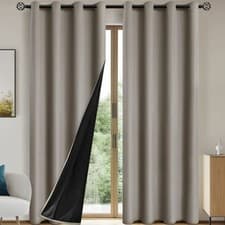 Image of Thermal Thick Blackout Curtain Eyelet Ring Top Ready Made Pair Panels +Tie Back