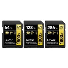 Image of Lexar Professional 1800x 64GB 128GB 256GB UHS-II V60 C10 U3 SDXC SD Memory Card