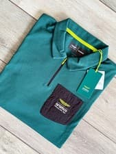 Image of ASTON MARTIN F1 AMF1 MEN'S GREEN LIFESTYLE S/S POLO SHIRT - MEDIUM - NEW & TAGS