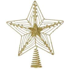 Image of Festive Productions Gold Glitter Star Christmas Tree Topper : 25cm