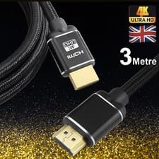 Image of PREMIUM 4K HDMI CABLE 2.0 HIGH SPEED BRAIDED GOLD PLATED 2160P 3D UHD 3 Metre