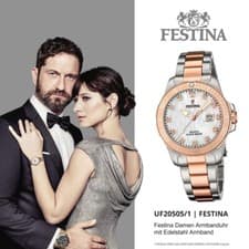 Image of Festina Beautiful Mother of Pearl Crystal Dial Rose & Steel Watch F20505/1