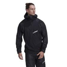 Image of Adidas Terrex Techrock Rainproof Primeknit Anorak Hooded Jacket Black Size Small