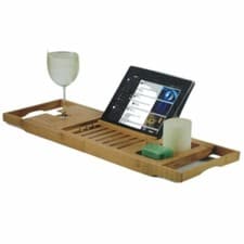 Image of Belmint 100% Bamboo Bathtub Caddy Wood Finish