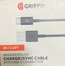 Image of Griffin 1M/3.2FT Braided Nylon charge Sync Cable with USB-C Connector