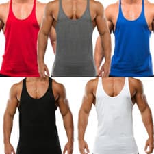 Image of Mens Gym Vest Racerback Bodybuilding Muscle Stringer Tank Top Bodybuilding Vest