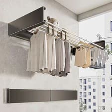 Image of Wall Mounted Airer Towel Drying Rack Extendable Folding Clothes Dryer 80CM