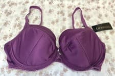 Image of New! Gossard bright purple/silver stitching padded satin underwired plunge bra