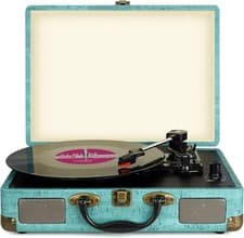 Image of LP Vinyl Record Player Bluetooth With Stereo Speakers MP3 Suitcase 3-Speed Gift