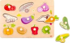 Image of Wooden Vegetable Puzzle Educational Toy 11 Pieces Shape & Colour Recognition Toy