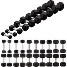 Image of Hex Dumbbells Cast Iron Hexagonal Rubber Encased Home Gym Hand Weight 1-30KG