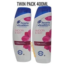 Image of 2x Head Shoulders Smooth Silky 72H Anti Dandruff Shampoo 400ml  long-lasting use