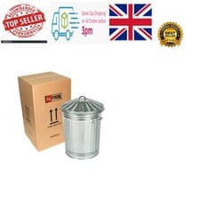 Image of Cylindrical 60L Galvanized Steel Dustbin - Ideal for Waste and Animal Feed