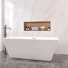 Image of Modern Bathroom Freestanding Acrylic Bath Double Ended Bathtub Waste & Overflow