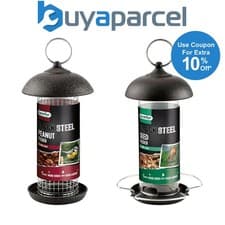 Image of Gardman Black Metal Steel Peanut & Seed Wild Bird Hanging Garden Feeder A01171