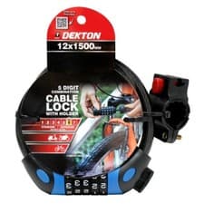 Image of Dekton 12x1500mm 5 Digit Combination Steel Cable Lock With Holder Cut Resistant