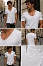 Image of All Saints Men’s White Scoop Tonic Neck T-Shirt. Various Sizes BNWT
