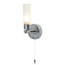 Image of Modern Polished Chrome & Glass IP44 Bathroom Wall Light With Pull Cord Switch