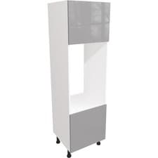 Image of Fully Assembled 600mm Plain Slab Gloss Dust Grey Kitchen Double Oven Unit